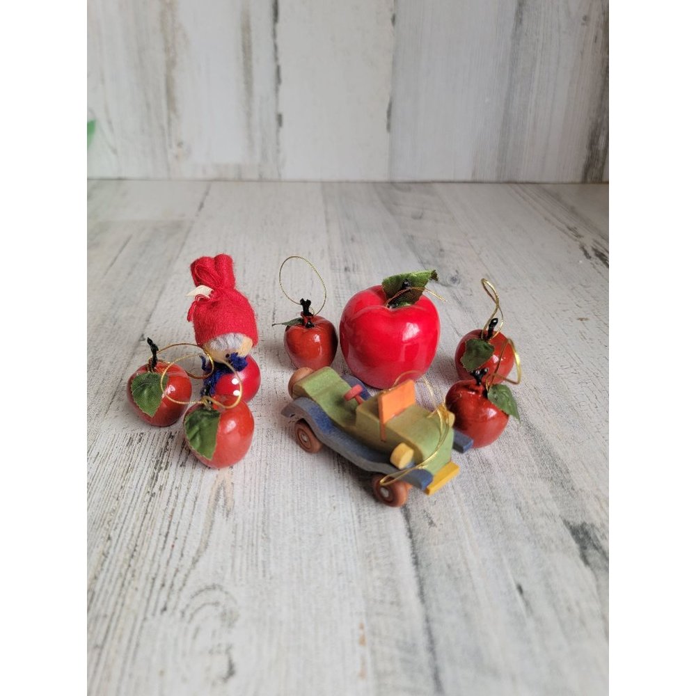 Vintage teacher apple‎ school car ornament Xmas set